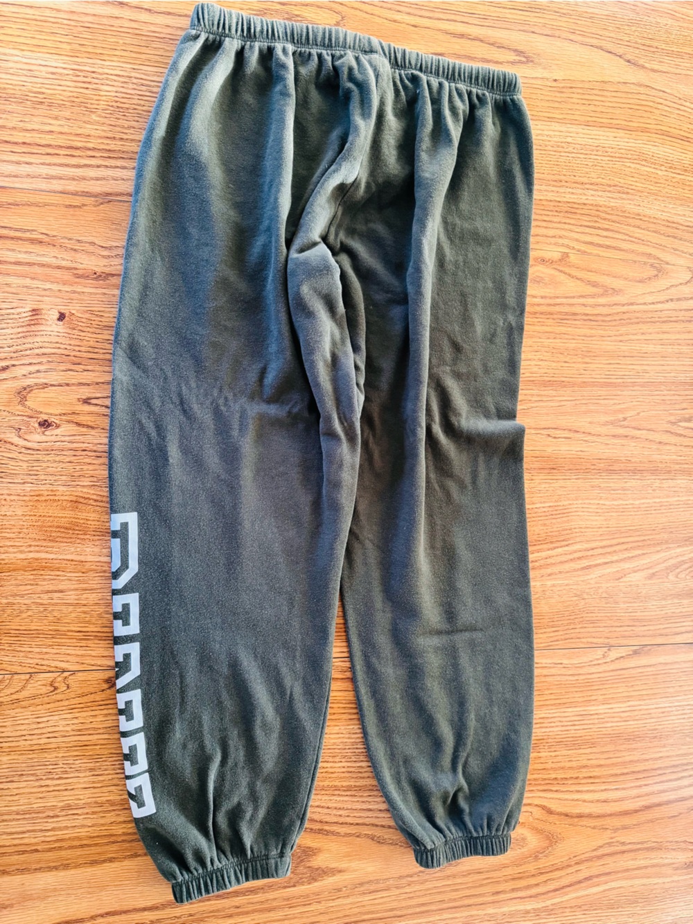 Olive green Victoria's Secret PINK fleece jogger sweatpants white Logo Medium - Picture 5 of 6